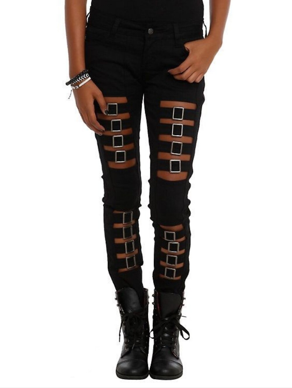 Royal Bones Strap And Buckle Jeans Black Size 4